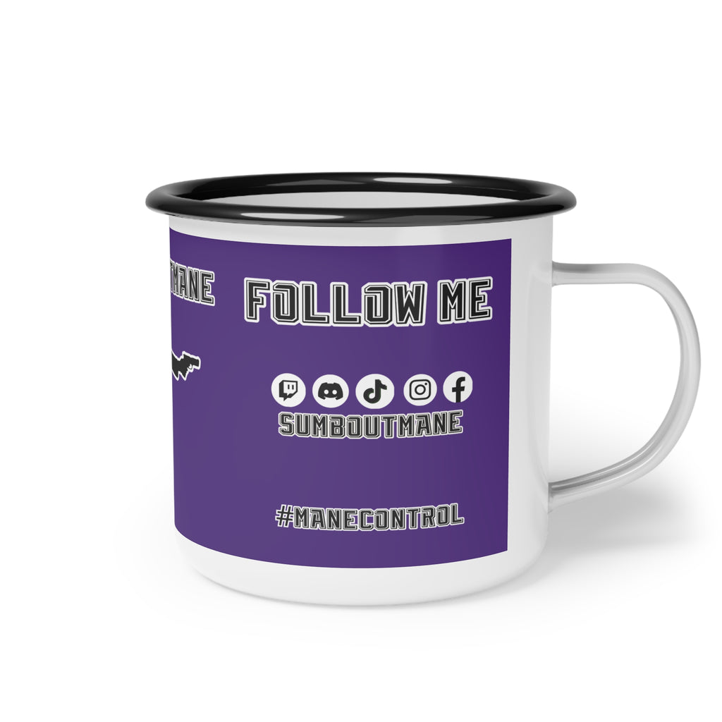 Sumboutmane silhouette text Enamel Camp Cup | purple camping mug