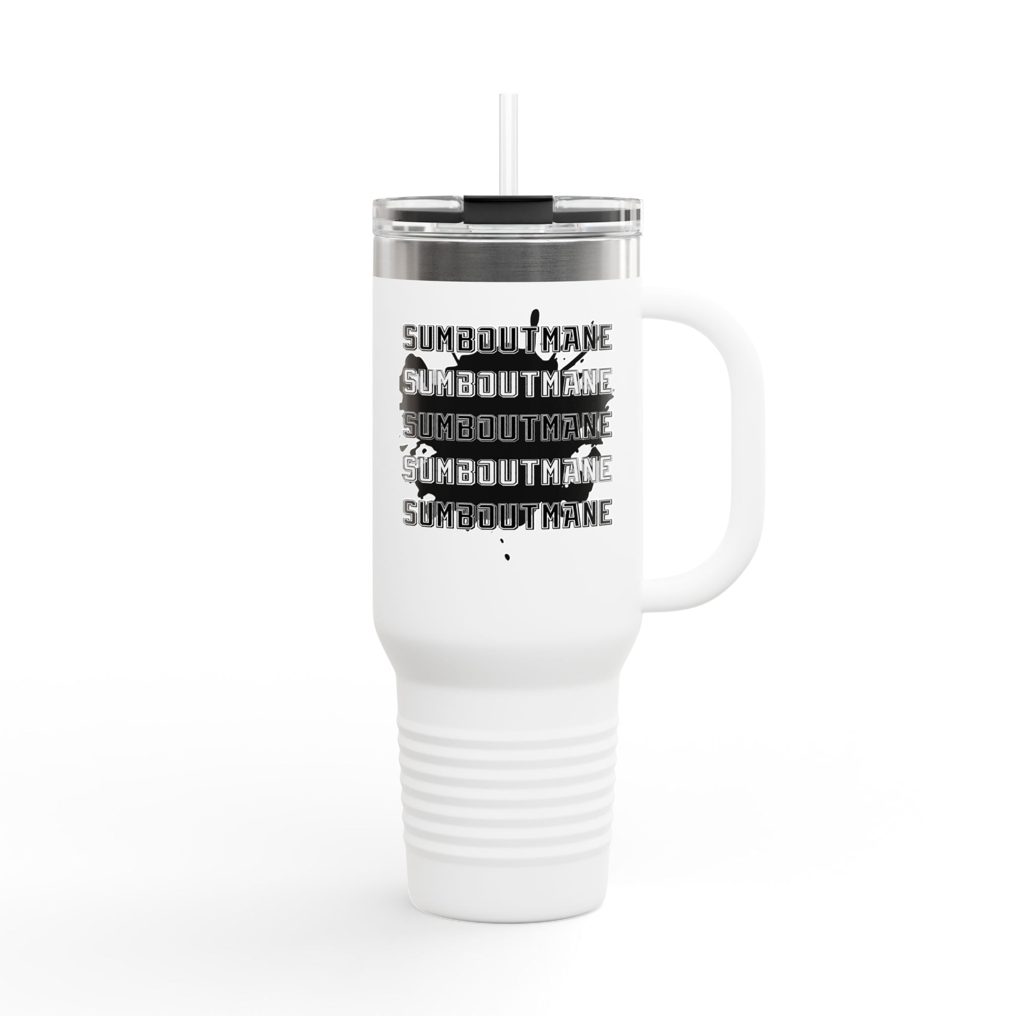Silhouette Gunman design 40oz Travel Mug | White Insulated Tumbler