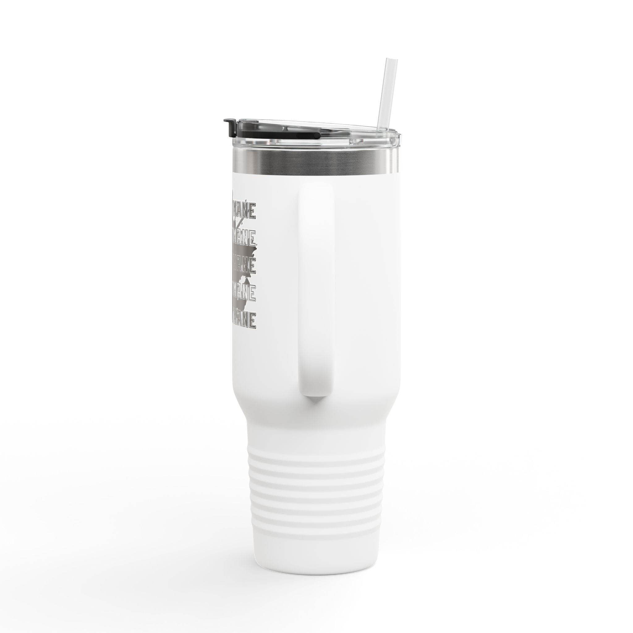 Silhouette Gunman design 40oz Travel Mug | White Insulated Tumbler