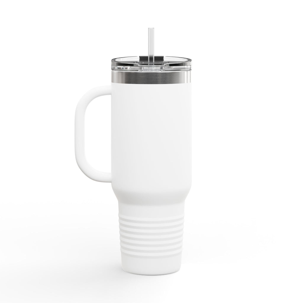 Silhouette Gunman design 40oz Travel Mug | White Insulated Tumbler