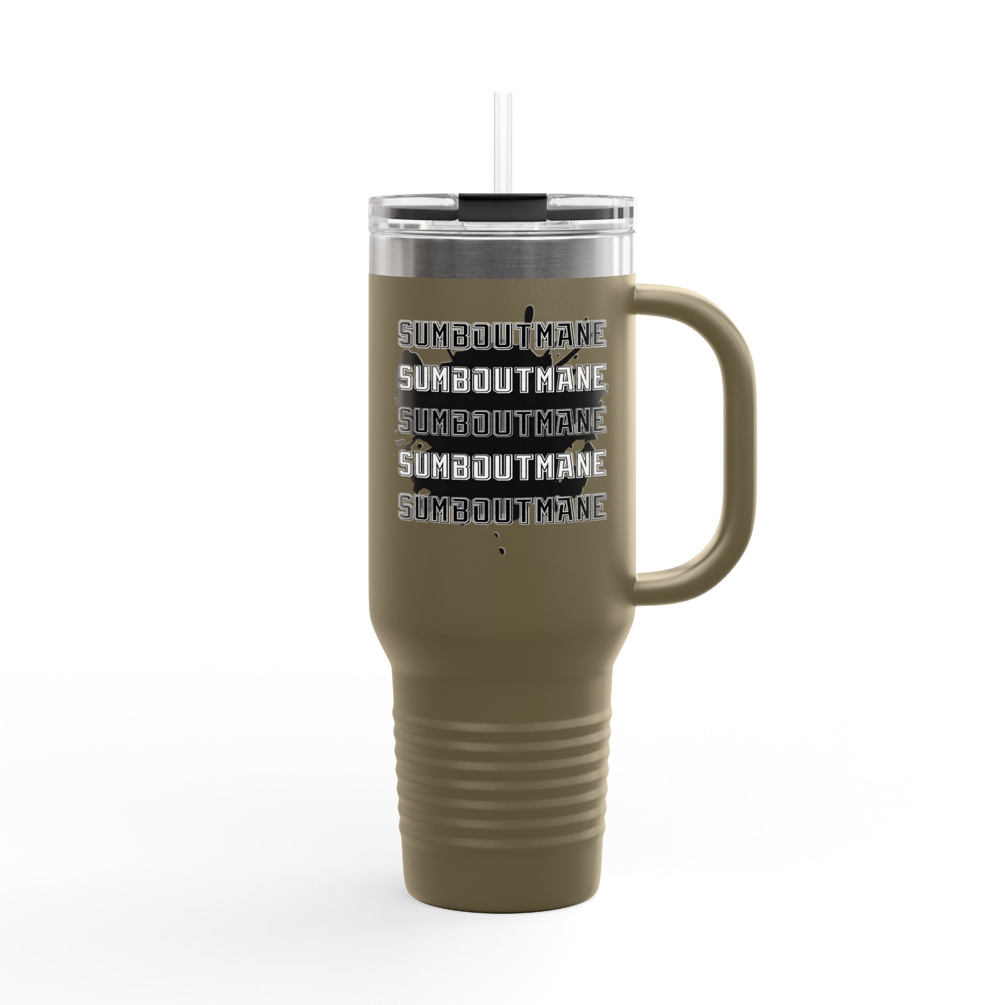 Silhouette Gunman design 40oz Travel Mug | White Insulated Tumbler