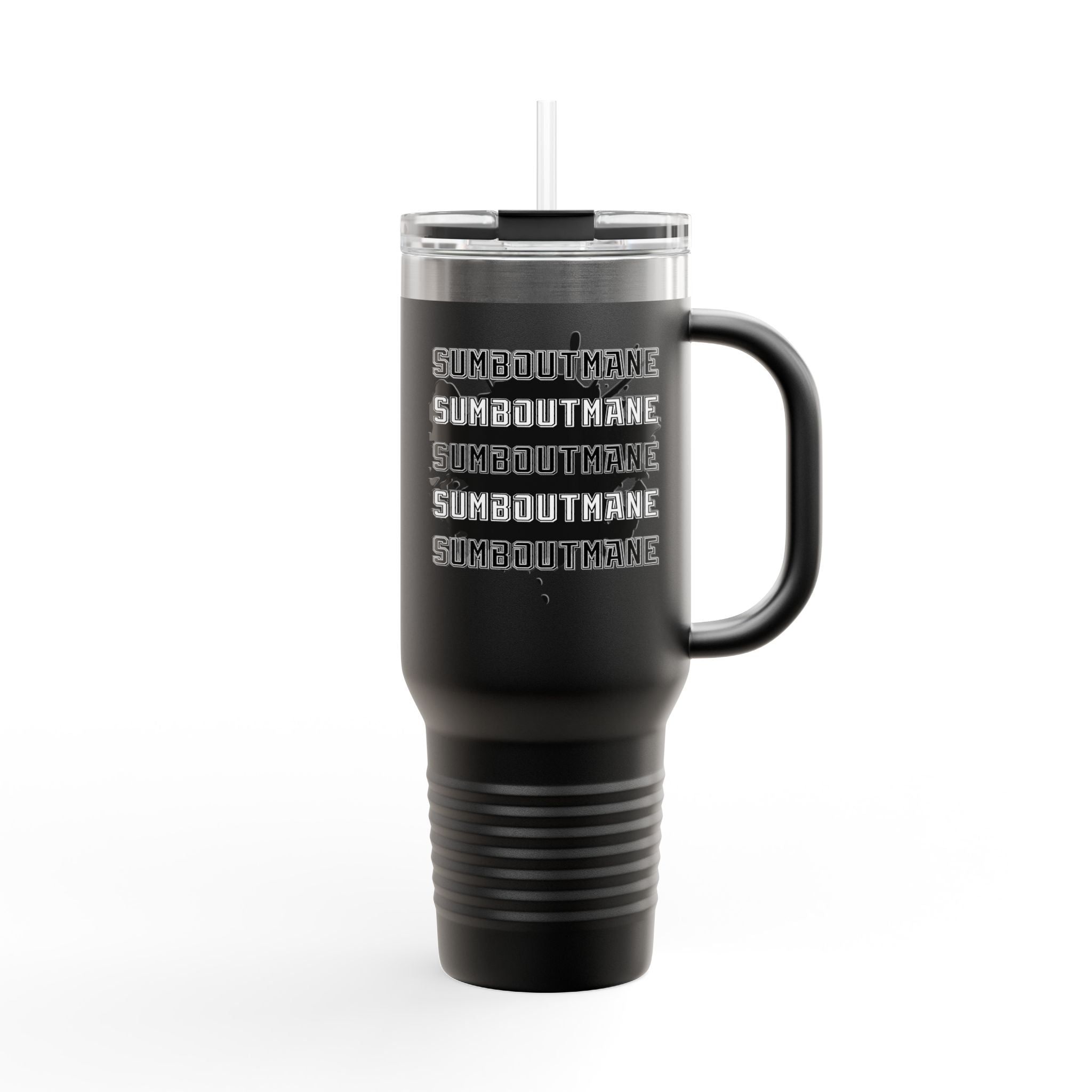 Silhouette Gunman design 40oz Travel Mug | White Insulated Tumbler