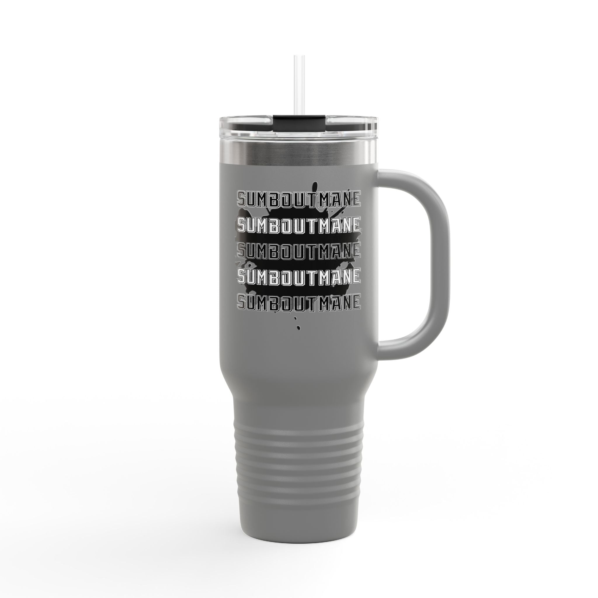 Silhouette Gunman design 40oz Travel Mug | White Insulated Tumbler