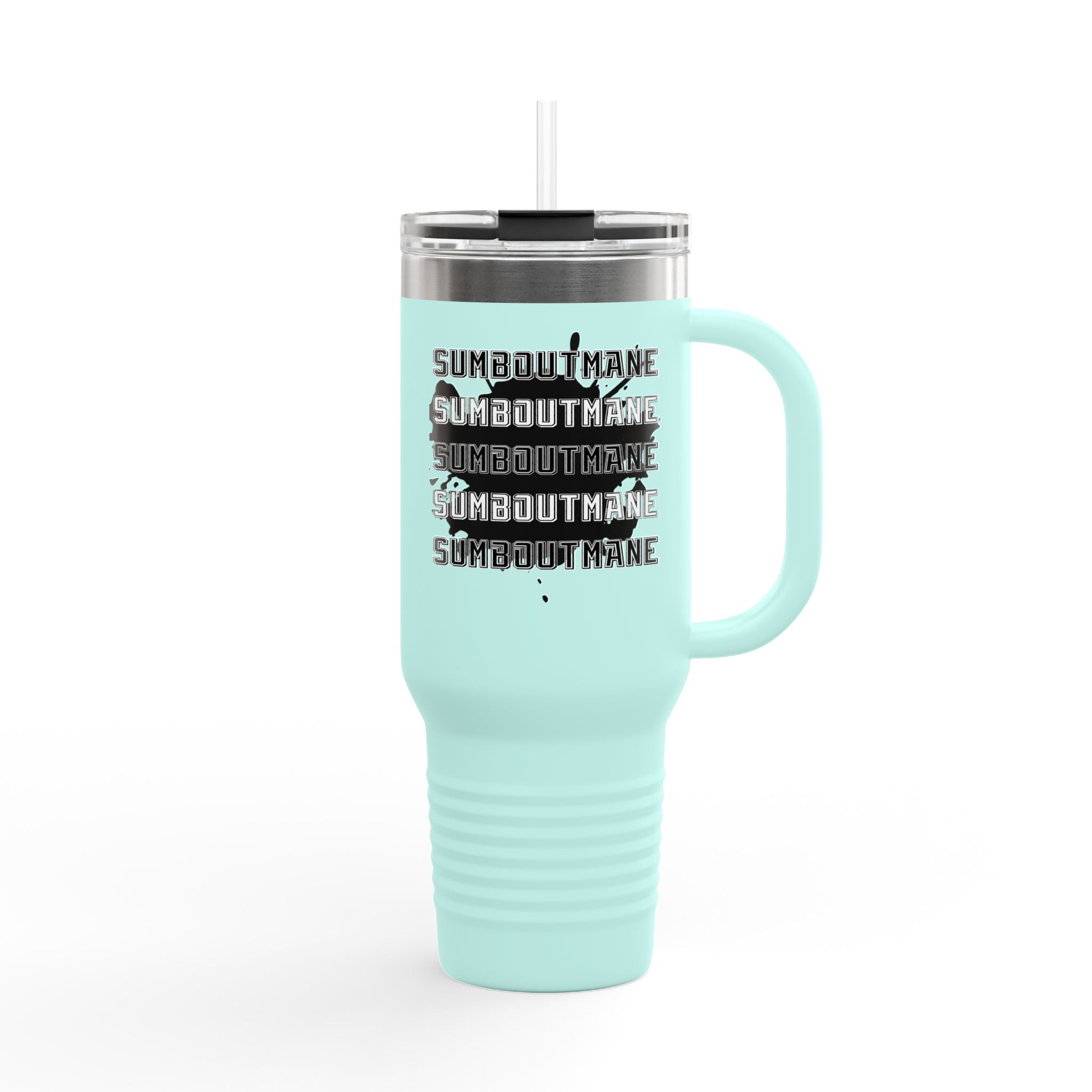Silhouette Gunman design 40oz Travel Mug | White Insulated Tumbler