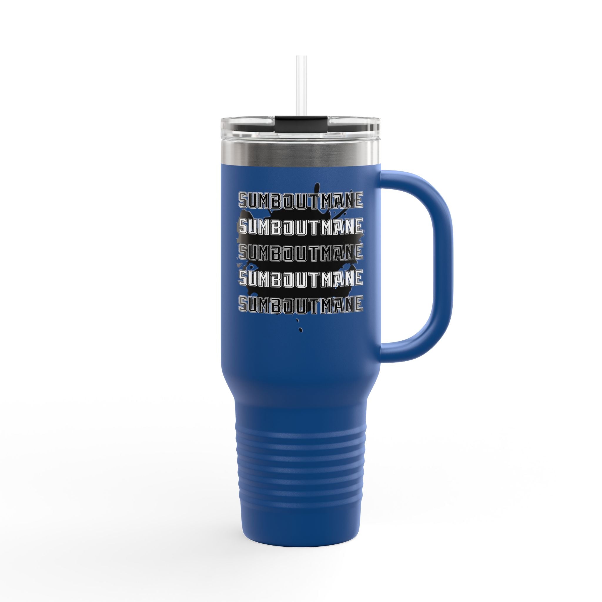 Silhouette Gunman design 40oz Travel Mug | White Insulated Tumbler